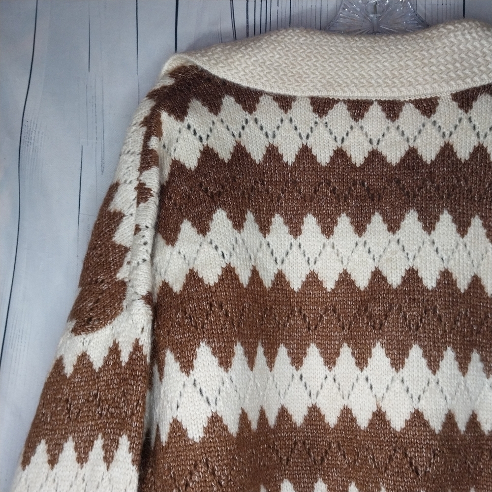 a.n.a a New Approach V-Neck Sweater in Cream and Brown Size XL NWT - Picture 13 of 15